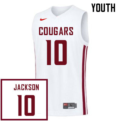 Youth #10 Dishon Jackson Washington State Cougars College Basketball Jerseys Sale-White